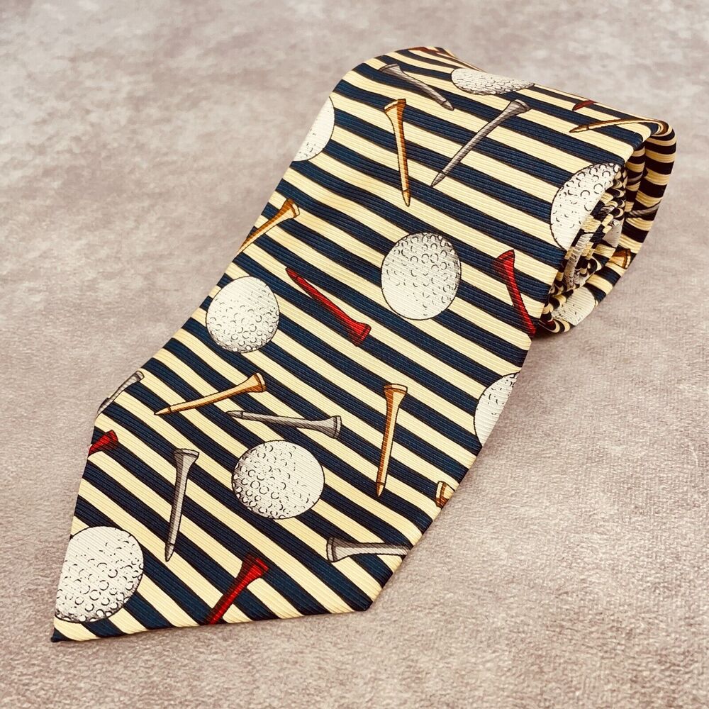 Pebble Beach Concours D'Elegance Compliments of Chrysler Mens Tie Navy Blue Gold